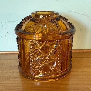 Indiana Glass Amber "Stars and Bars" Fairy Lamp Replacement *TOP ONLY*